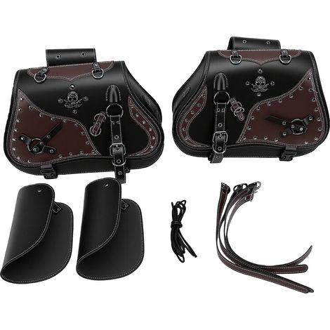 Sacoches de moto avec porte-gobelet 30L, grande capacité, étanche, sacs latéraux universels en cuir PU pour la plupart des motos (1/5)