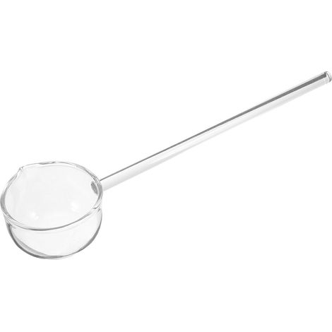 Cuillère dessert verre transparent bec incliné, résistante chaleur sauces et glaces (1/5)