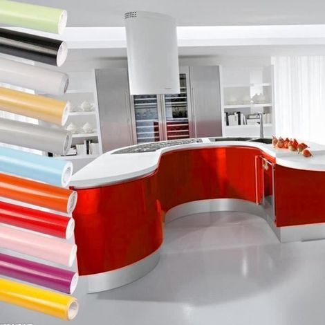 Bon Enjoy 0.615M Autocollant Papier Peint Auto-Adhésif Stickers en PVC étanche pour Cuisine pour Meubles ,Cuisine Couleur :Rouge (1/4)