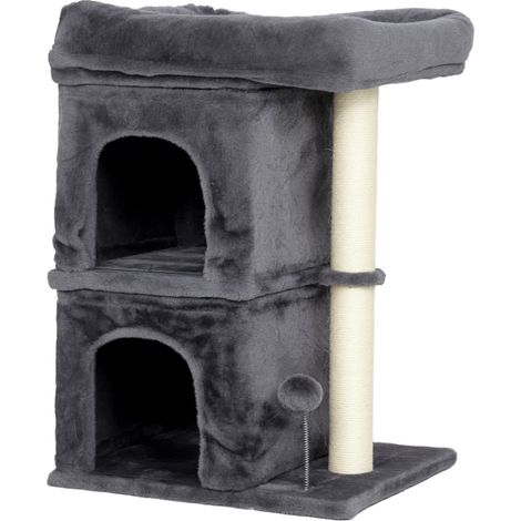 Árbol rascador para gatos con 2 cuevas, plataforma y poste de sisal 45x40x66 cm HOMVRA (1/5)