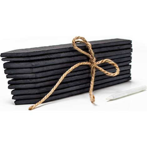 ZOLGINAH Étiquettes en Ardoise pour Jardin - Lot de 10 Étiquettes Ardoise Réutilisables + Craie - Résistantes aux Intempéries - Étiquettes pour Plantes, Semis, Pots de Fleurs et Potager, 15 x 2 cm (1/5)