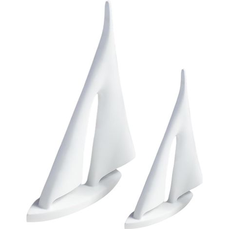 Lot de 2 Sculptures Abstraites de Voiliers en Résine Blanche – Décoration Nautique Moderne pour Table Étagère ou Bureau – Statue Voilier Minimaliste pour Intérieur et Présent (1/5)