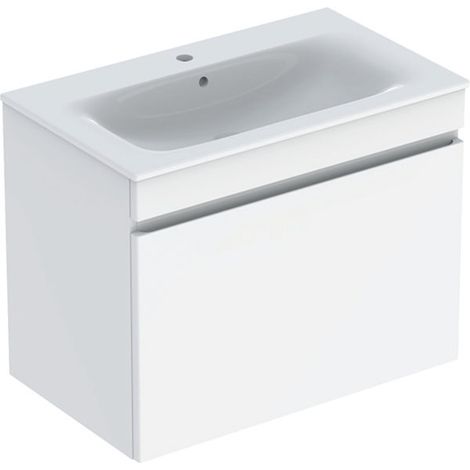 Pack lavabo slim 80 cm avc meuble Geberit Renova Plan 1T 1T à l'angl. Blanc br. - GEBERIT 501.916.01.1