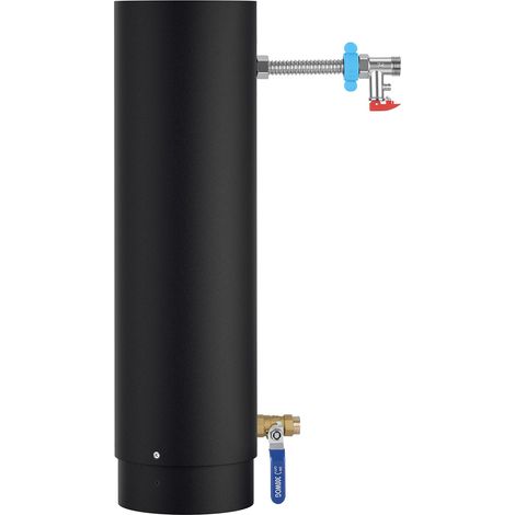 Wolketon Conduit de cheminée Ø15 avec serpentin chauffant en acier inoxydable hauteur 52,5 cm kit complet avec Échangeur thermique efficace pour l'eau chaude sanitaire et le chauffage d'appoint (1/5)