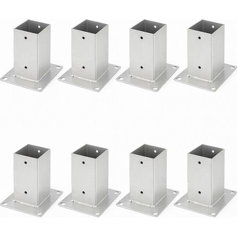 Randaco Aufschraubhülse Pfostenträger 70x70 mm, 8er Set Pfostenschuh für Vierkant- & Holzpfosten, Bodenhülse für Zaun, Carport & Pergola
