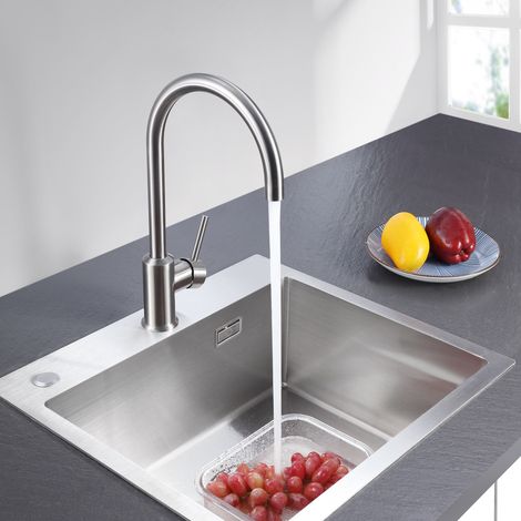 Cecipa Hochdruck Küchenarmatur aus gebürstetem Edelstahl Spültischarmatur Wasserhahn für Küchenspüle Mischbatterie für die Küche (1/5)