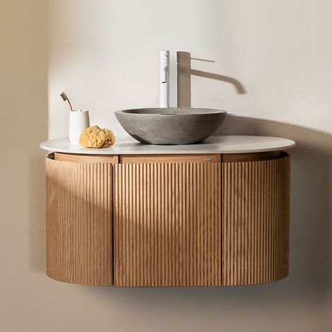 Conjunto de mueble de baño suspendido 90x50 cm en madera Carsone SKLUM