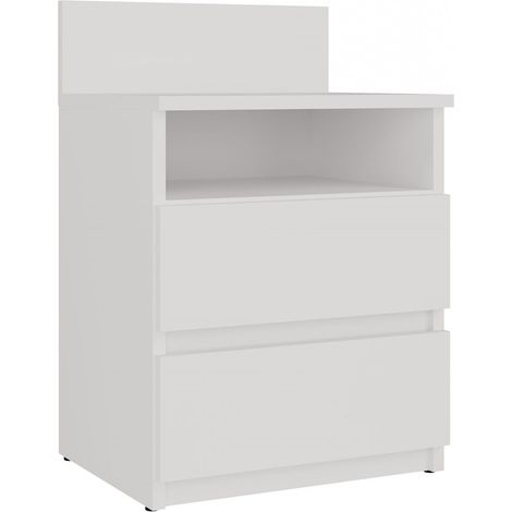 Mesita de noche M1, color malva blanco, cómoda, 2 cajones, mesita de noche PARA el dormitorio (1/5)