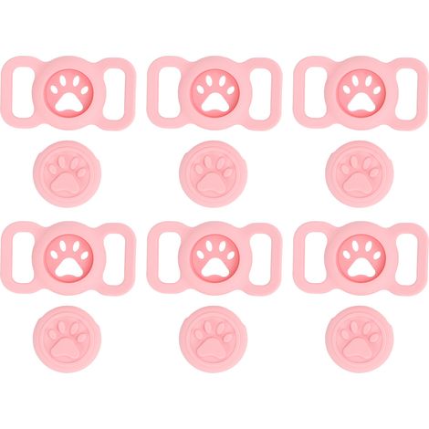 GARRYFIZH ‌Porte-Airtag silicone pour collier - 6 pièces rose - Protection anti-perte pour chats/chiens‌