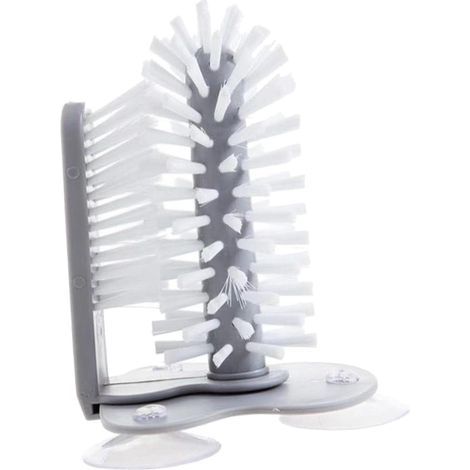 Cleaning brush for glass bottles and cups with suction base, upright glass cup and bottle for kitchen sink and bar. (1/5)