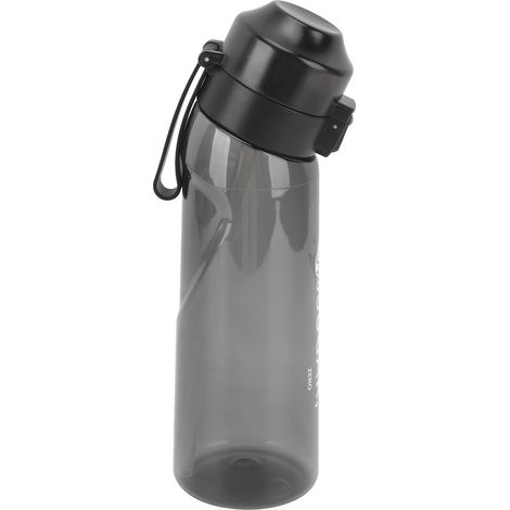 Gourde à Parfum 650ml Bouchon Pop-up Transparente Portable Sport Extérieur Verre à Eau Scenté avec Paille Noir (1/5)