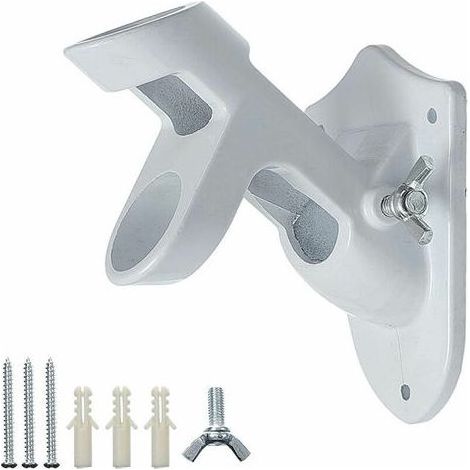 Adjustable Flag Pole Bracket Aluminum Flag Pole Base with Two Positions for 1" Diameter Flag Poles (White) (1/5)