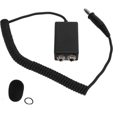 Adaptateur de câble pour casque d'aviation générale 150 cm/59,06 pouces, connecteur mâle U174 vers mâle GA, convient aux hélicoptères. (1/4)