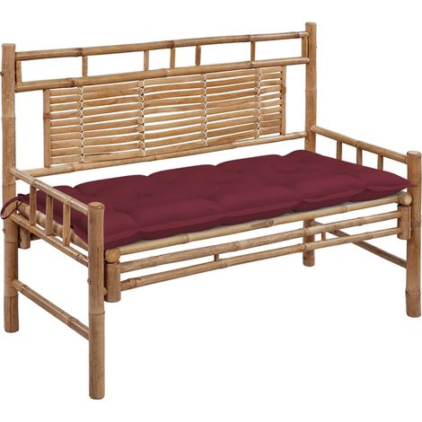Banc de jardin avec coussin 120cm Bambou 26 (1/5)