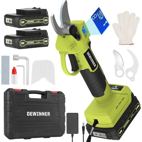 Cordless Electric Pruning Shears - Brushless Battery Pruning Shears with SK5 Blade, LCD Display, 2 x 2000 mAh, Adjustable Cutting Diameter 25 mm for Garden, Trees and Flowers (1/5)