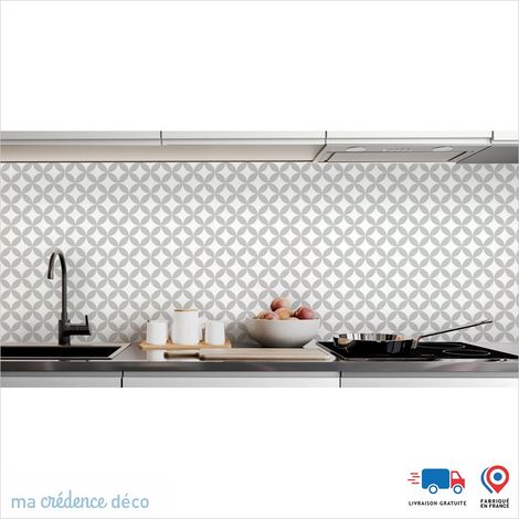 Crédence : Rosaces et couleurs 2 - Couleur Gris clair - Alu composite - 60 - 120 (1/3)
