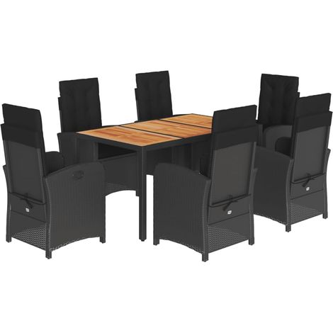Maison Exclusive - 7-tlg. Garten-Essgruppe mit Kissen Schwarz Pol