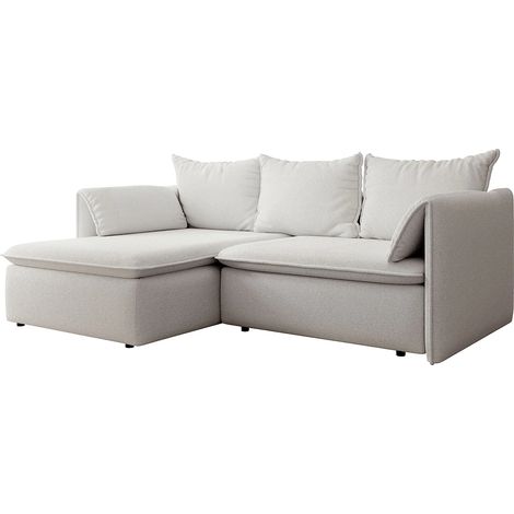 Canapé d'angle gauche convertible en tissu texturé beige TEODORA (1/5)