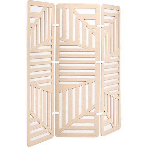 Biombo con 3 paneles para mayor privacidad separador de ambientes para oficina en beige con blanco crema Futura (1/5)