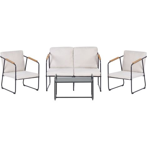 Lounge Set mit Tisch 4-Sitzer VEZZANA Metall Hellbeige