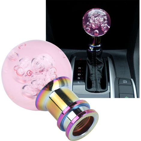 Pommeau de vitesse en cristal rose universel avec 3 adapteurs filetés pour levier de changement (1/5)