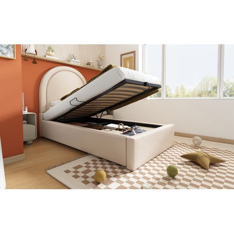 Polsterbett Kinderbett,Einzelbett , Samt für Jungen & Mädchen (Ohne Matratze)