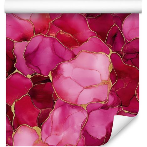 Papel pintado en tonos rosa tinta, morado y rosa empolvado para salón y dormitorio, 50x1000 mm. (1/5)