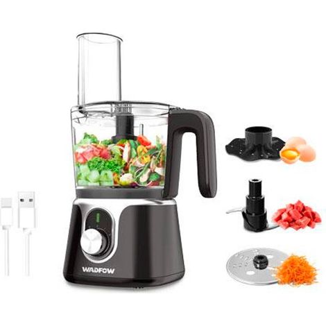 Robot culinaire sans fil WADFOW 1,25 L 200 W avec lames en acier inoxydable