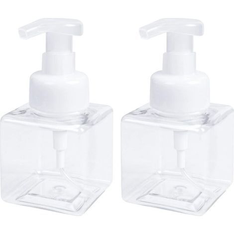 Lot de 2 distributeurs de savon mousse 250 ml (8,5 oz) - Flacon pompe vide pour cuisine ou salle de bain - Savon pour les mains, nettoyant pour le visage (1/5)