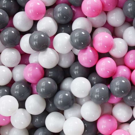 Balles de Jeu pour Piscine et Tente Enfant en PE Blanc Gris et Rose Lot de 250 Pièces (1/4)