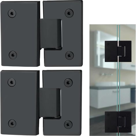 Charnières pour portes de douche en verre, charnières pour portes de douche en verre à 180 degrés, noir (2 pièces).