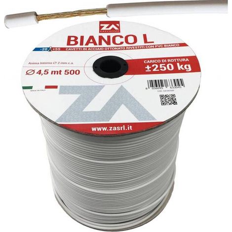 500 x FILO STENDIBIANCHERIA BIANCO L ACC OTT D 4,5 MM