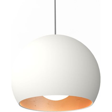 LUMICOM  JOE Sospensione, 1X E27, max 42W, metallo, bianco opaco/foglia rame, D.25cm