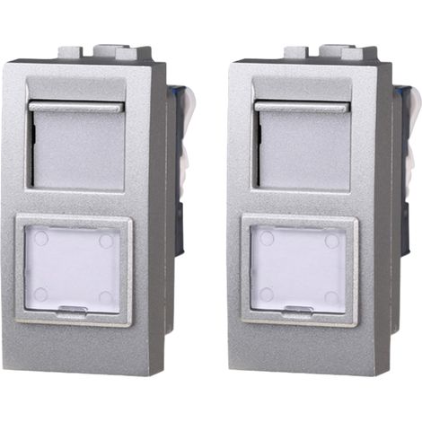 gloca Set 2 Connettori RJ45 CAT5 Compatibili Living (Grigio) (1/4)