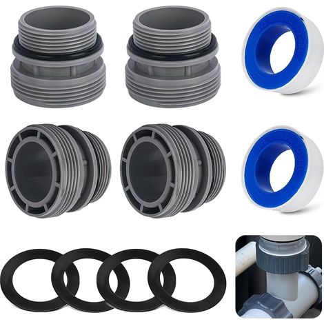Adaptateur de tuyau de piscine 4 pièces, raccord pour tuyau de 40 mm à 1 pouce 1/2 – Adaptateur pour pompe Intex, raccord Intex, compatible avec tuyaux rigides et systèmes de filtration. (1/5)