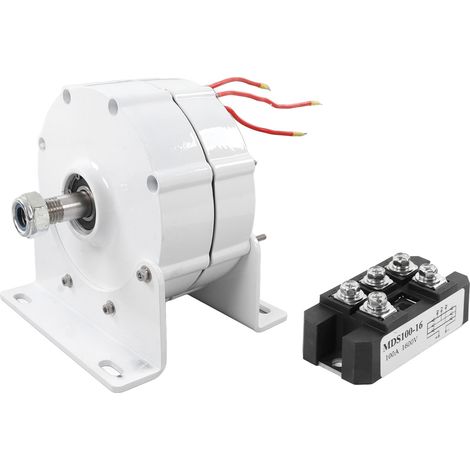 Générateur à aimant permanent 3PH 600W sans balais ni engrenages, terres rares NdFeB, AC avec base redresseur 24V pour éolienne et turbine hydraulique (1/5)