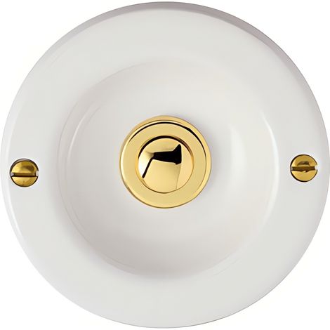 Sonnette filaire cloche acier blanc bouton laiton