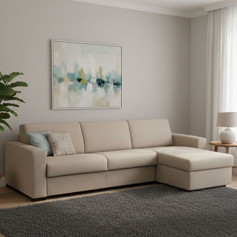 Talamo Italia Sofa cama Alicya, Sofá de esquina, 100% Made in Italy, Sofá con apertura giratoria, con contenedor reversible Peninsula, con reposabrazos estándar, Cm 280x95h90, Tórtola, con embalaje re (1/5)