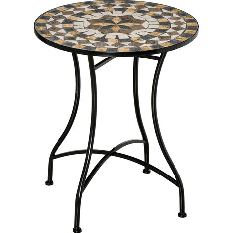 Table jardin Rotondo métal mosaïque extérieur intérieur Nero Ф60x71cm