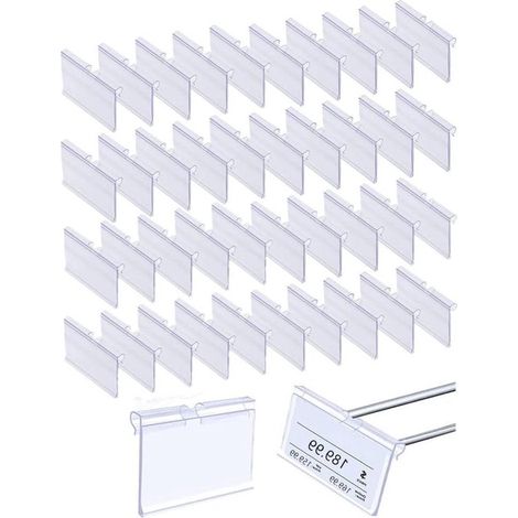 Portatarjetas transparentes (40 unidades) - Soportes para etiquetas de precio de alimentos (1/5)