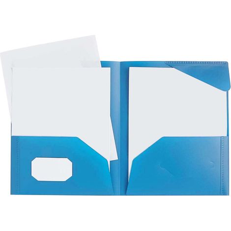 Doppelfachmappe aus Polyester, Dreilochbindung, Format DIN A4, Klappverschluss, erhältlich in verschiedenen Farben – darunter Blau –, kompatibel mit Standardordnern.