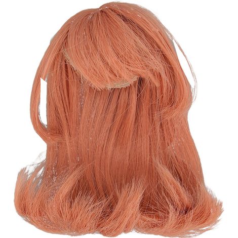 Peluca para muñeca de escala 1/6, con flequillo, cuero cabelludo simulado, seda resistente al calor, 15,5-17 cm, color naranja zanahoria. (1/5)