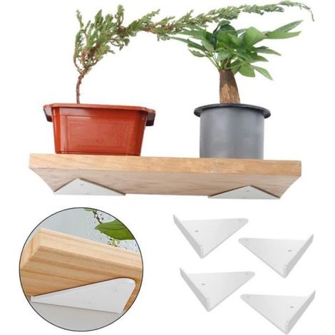 4 Pcs Supports à Tablettes Flottantes Support D'étagère en Triangle en Métal Flottant Equerre Etagere Mural Dissimulés Avec 16 vis (1/4)