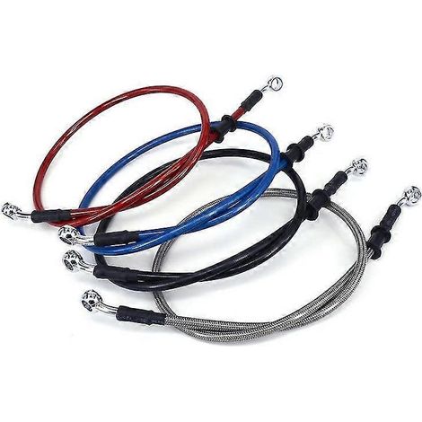 Durite de frein hydraulique tressée rouge 90 cm pour motos Suzuki, Yamaha et Honda (500 à 1200 mm), raccord banjo 10 mm. (1/5)