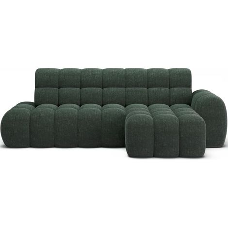 Canapé d’angle convertible tissu KINDO – Avec assise électrique angle droit-Vert-angle droit (1/5)