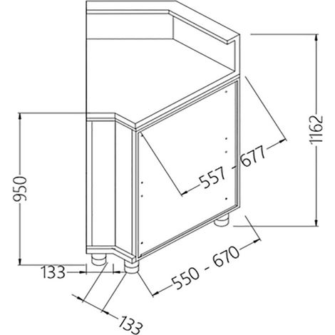 Comptoir de bar neutre tablette service 45° - Diamond