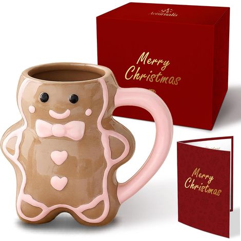 Mug de Noël (384 ml) orné d'un bonhomme en pain d'épice, un cadeau amusant et adorable pour les mamans.-AquaForge (1/5)
