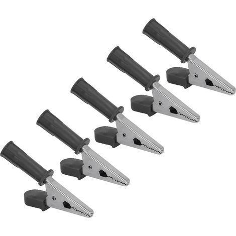 Lot de 10 pinces crocodiles isolées laiton avec embase 4mm ouverture 10mm 20A J.60046 noires (1/5)