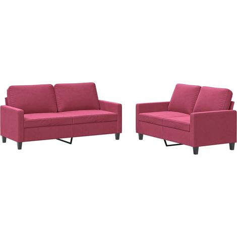 Maison Exclusive - Set di Divani 2 pz con Cuscini Rosso Vino in Velluto