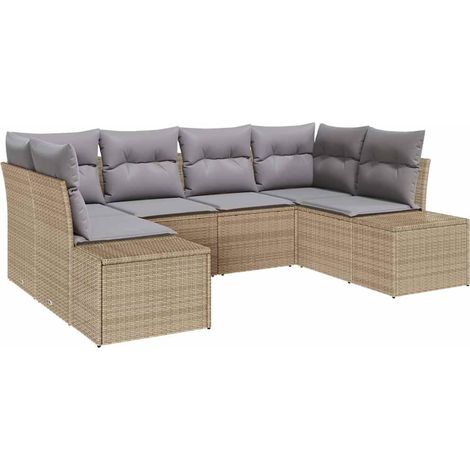 Maison Exclusive - Gartensofa-set 6 pcs Beige und Hellgrau Poly R